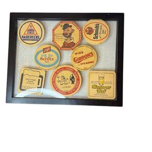 Vintage Beer Coaster Set In Black Frame
